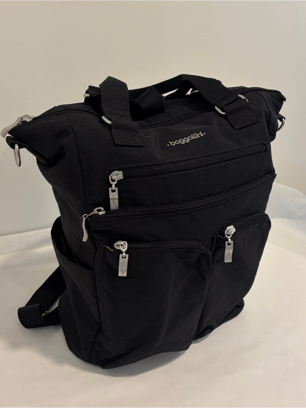 Baggallini All Set 3-in-1 Tote Backpack Crossbody Travel Bag Black Sand Luggage - Picture 6 of 16